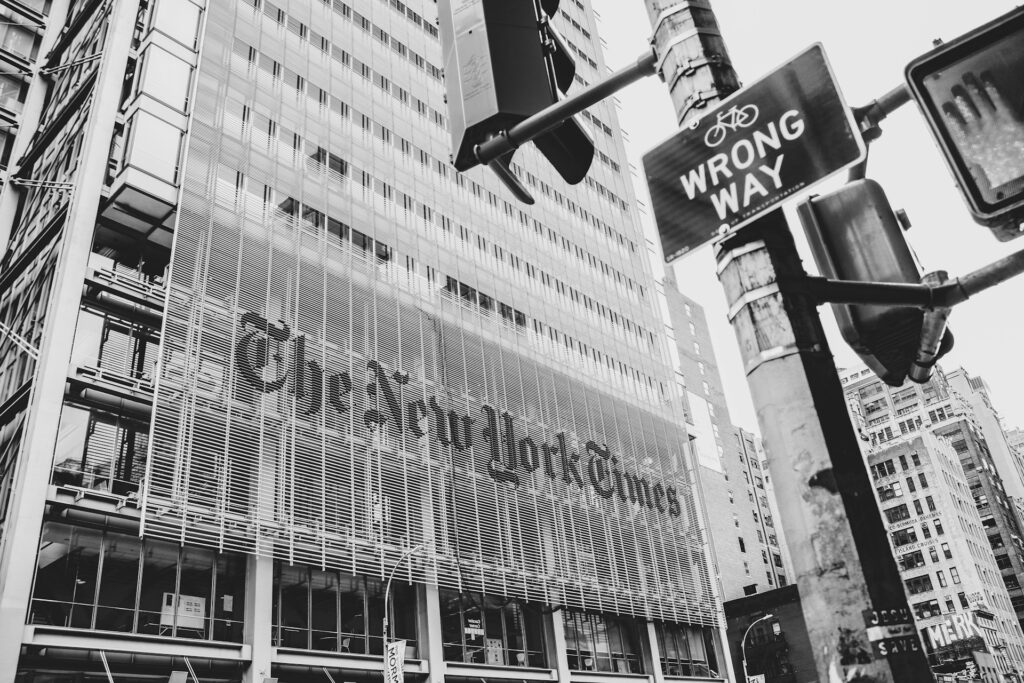 Façade de la rédaction du New York Times à New York.