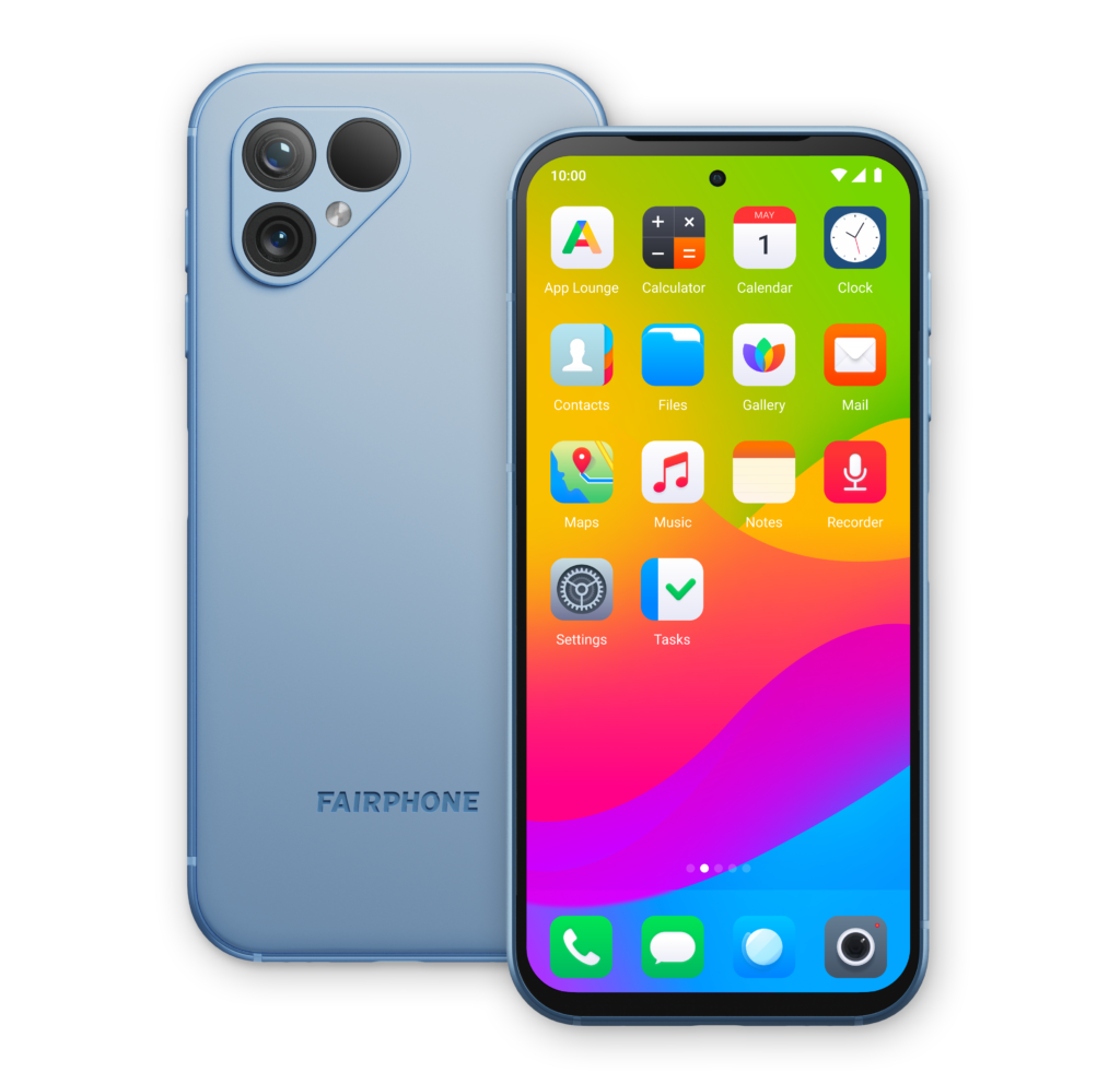 Image d'un smatphone Fairphone avec le système d'exploitation de Murena.